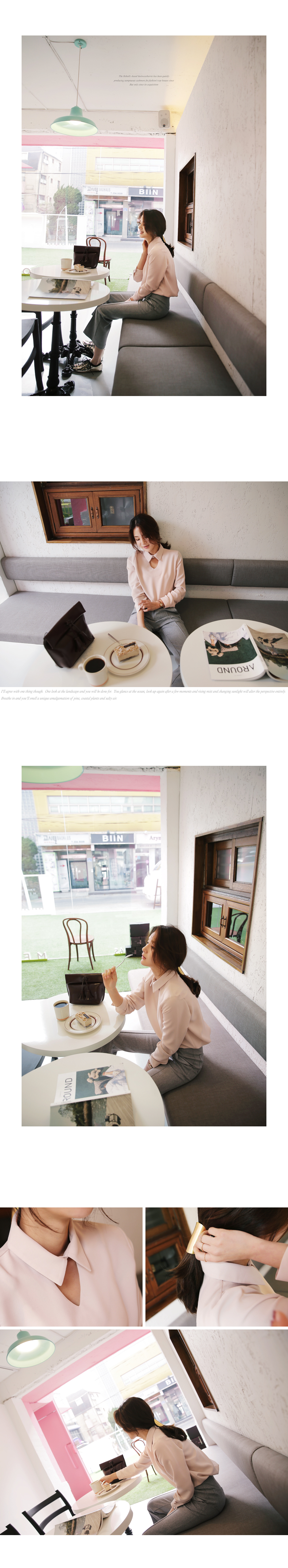 <font color=red><b><人気商品再入荷></b></font>Vラインスリットディテールカラーブラウス・全5色 | DHOLIC | 詳細画像13