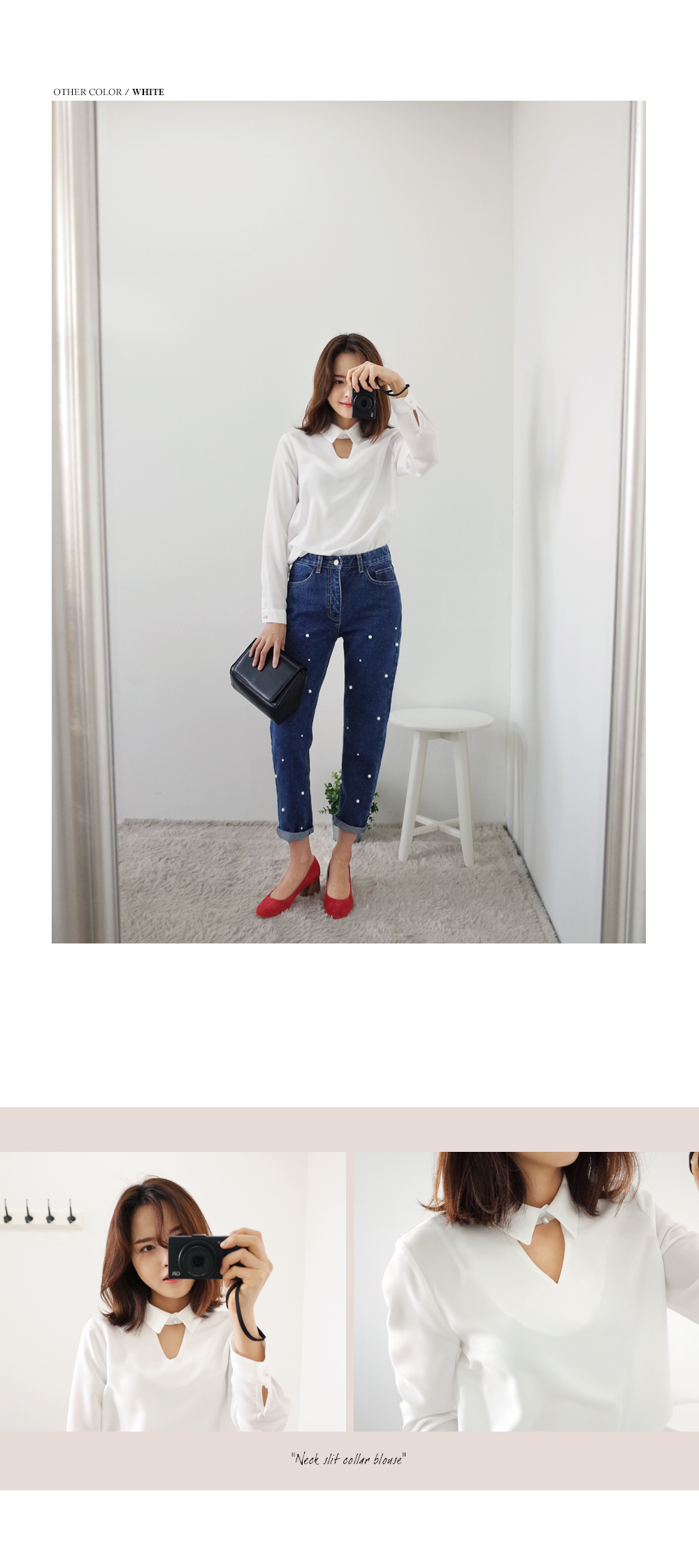 <font color=red><b><人気商品再入荷></b></font>Vラインスリットディテールカラーブラウス・全5色 | DHOLIC | 詳細画像14