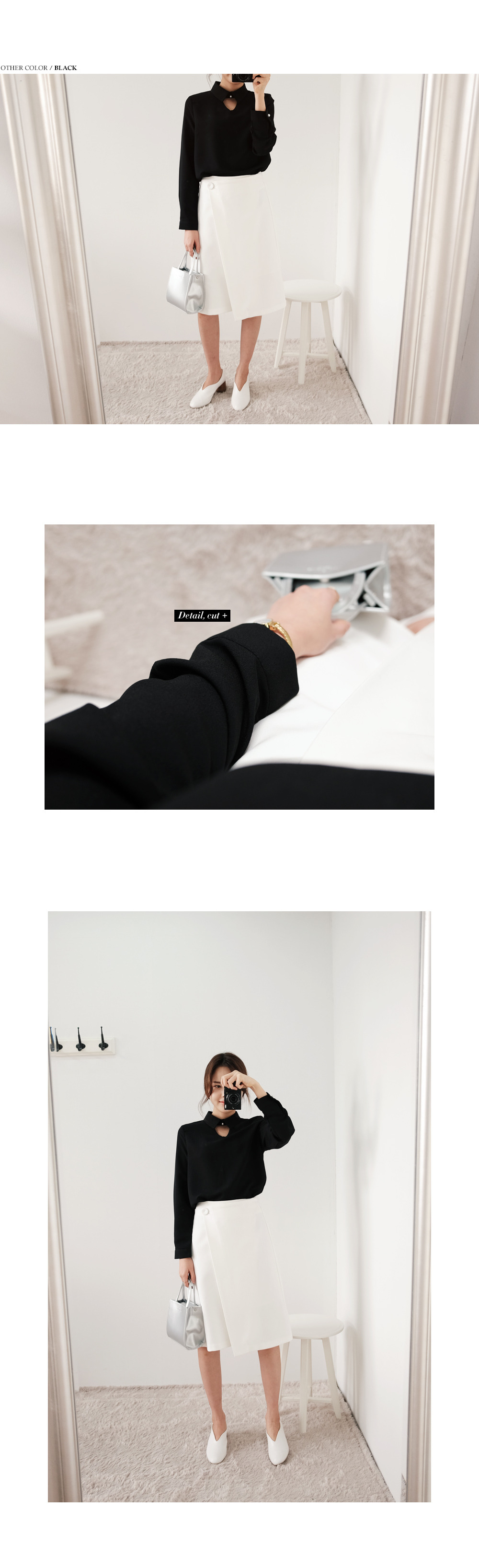 <font color=red><b><人気商品再入荷></b></font>Vラインスリットディテールカラーブラウス・全5色 | DHOLIC | 詳細画像15