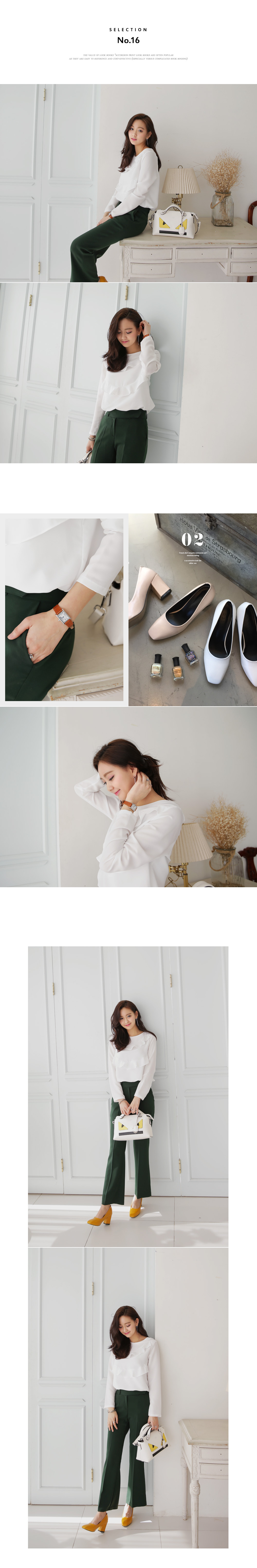 ラウンドネックラッフルラインブラウス・全3色 | DHOLIC | 詳細画像2