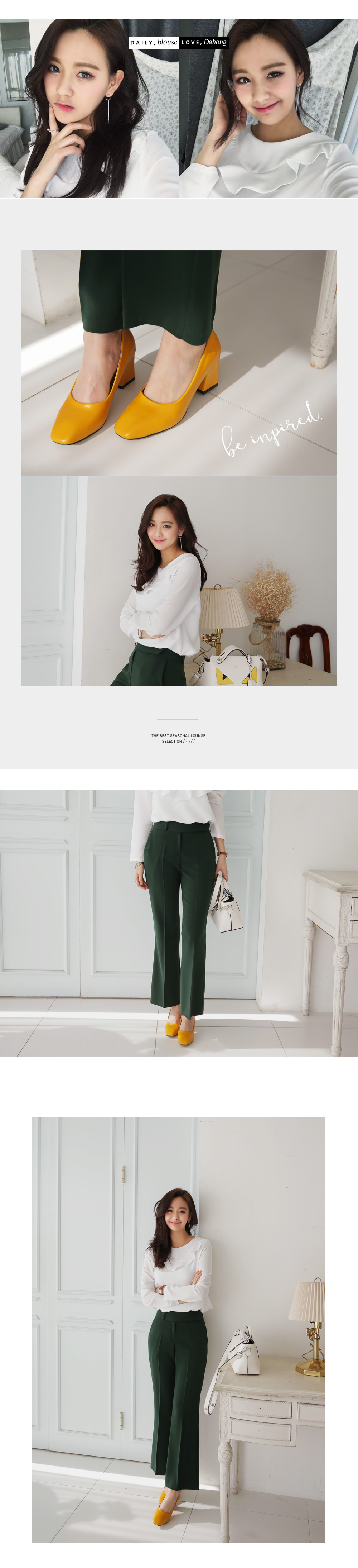 ラウンドネックラッフルラインブラウス・全3色 | DHOLIC | 詳細画像3