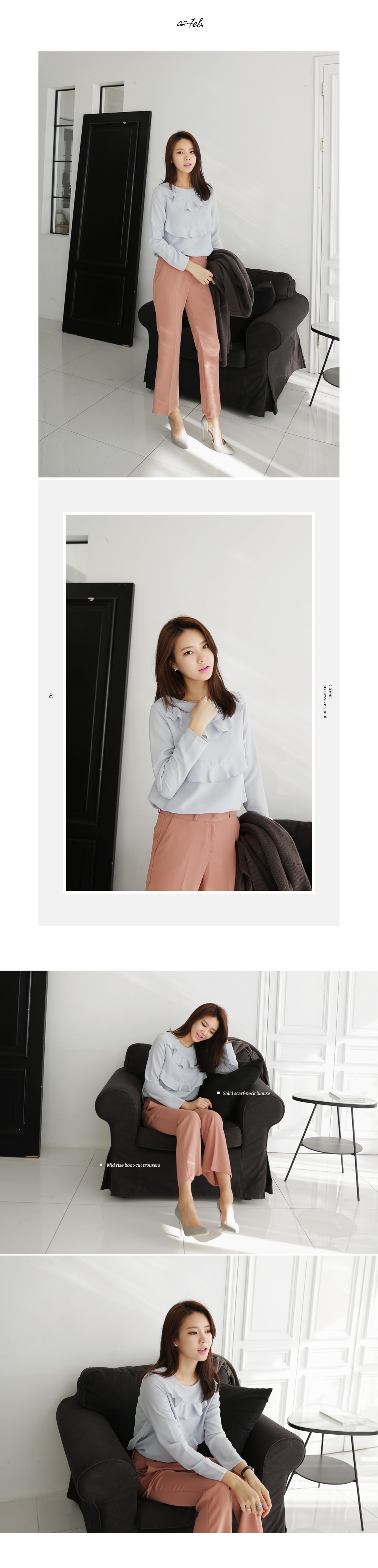 ラウンドネックラッフルラインブラウス・全3色 | DHOLIC | 詳細画像5