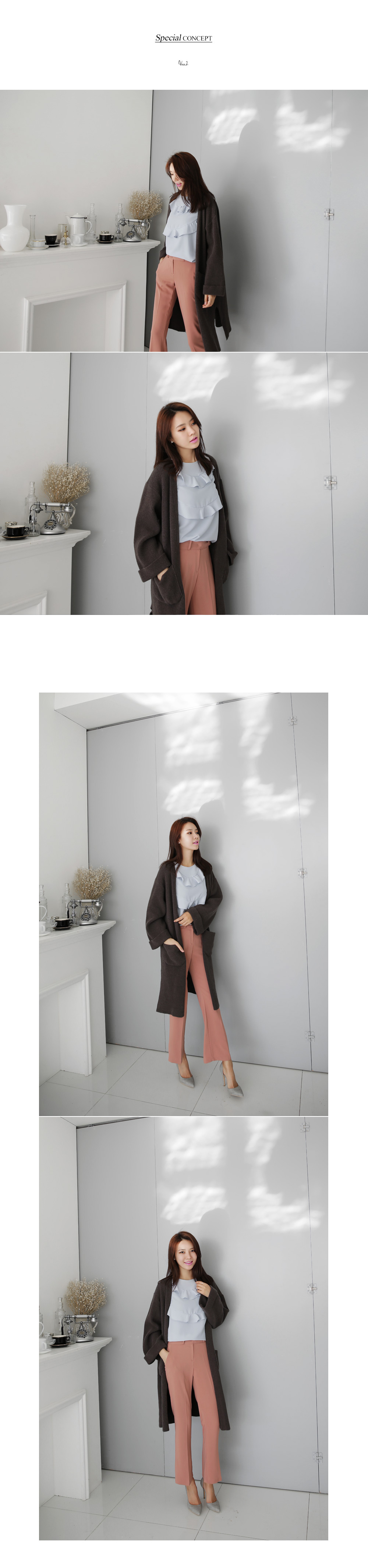 ラウンドネックラッフルラインブラウス・全3色 | DHOLIC | 詳細画像6