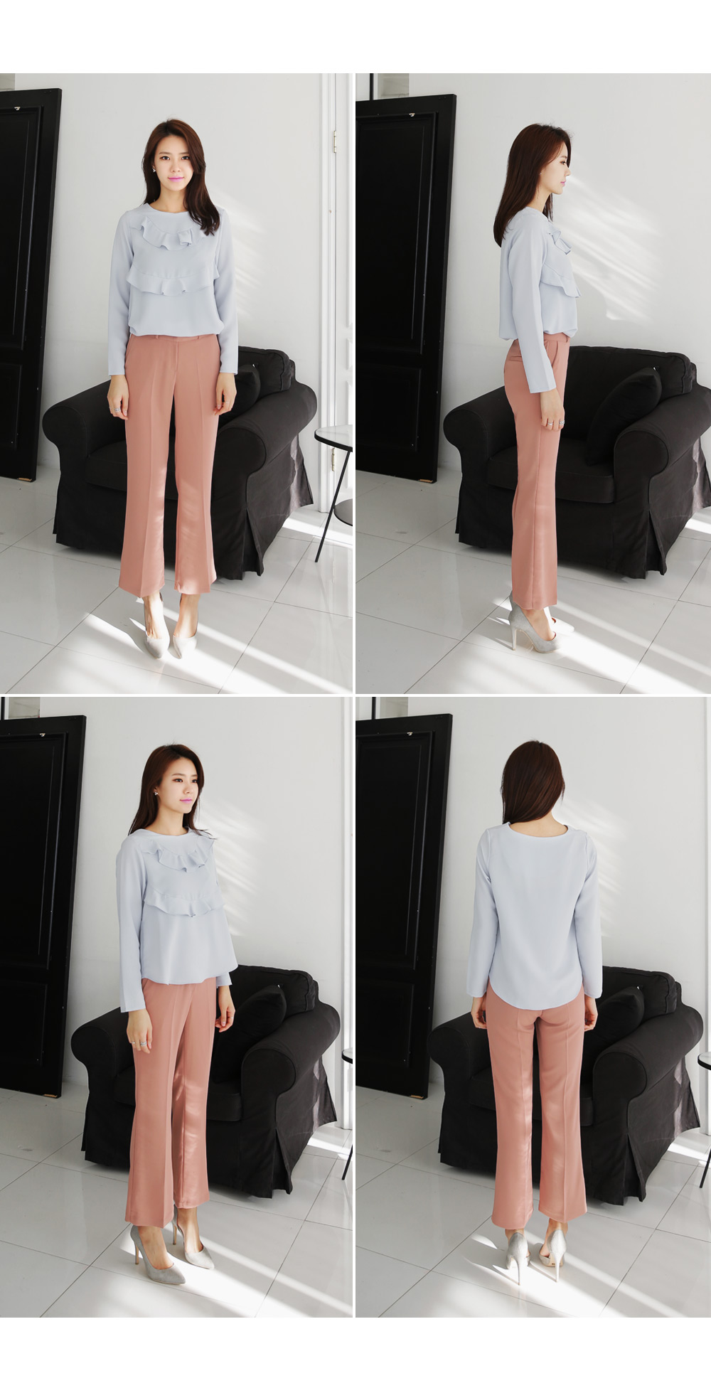 ラウンドネックラッフルラインブラウス・全3色 | DHOLIC | 詳細画像9