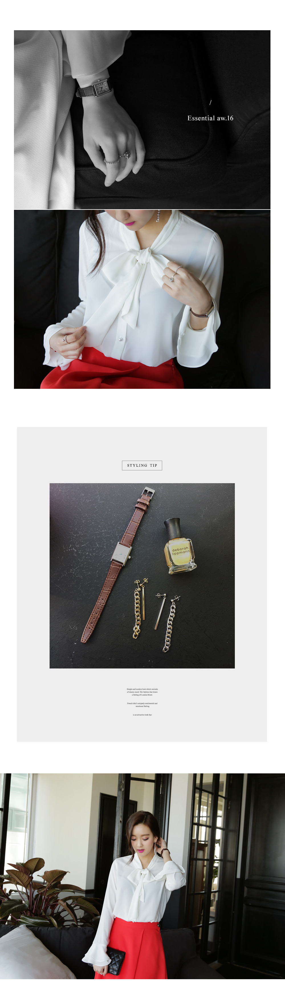 スカーフネックラッフルフレアカフスブラウス・全3色 | DHOLIC | 詳細画像4