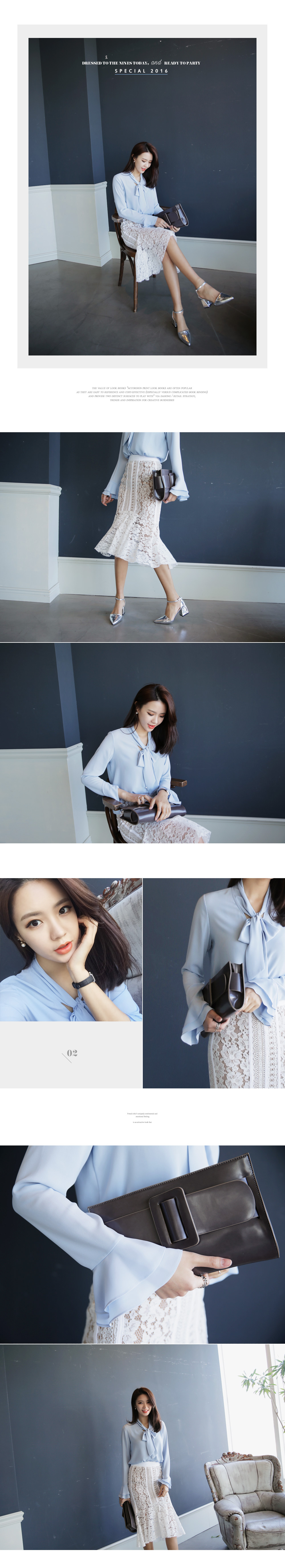 スカーフネックラッフルフレアカフスブラウス・全3色 | DHOLIC | 詳細画像8