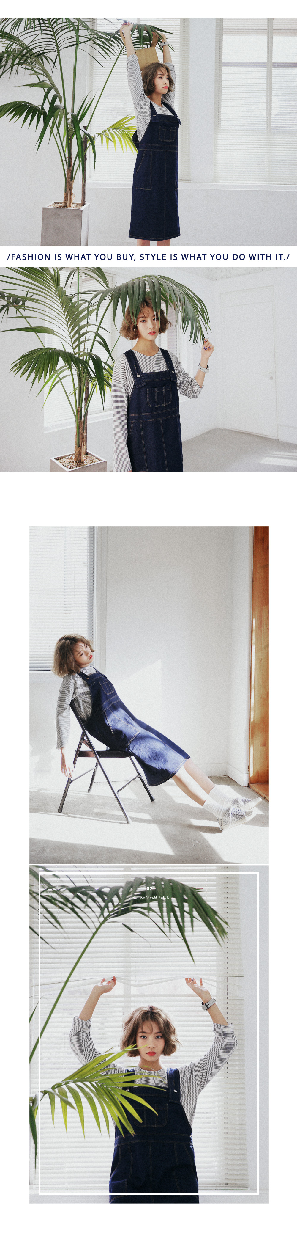 ステッチポイントオーバーオールワンピース・全3色 | DHOLIC | 詳細画像4