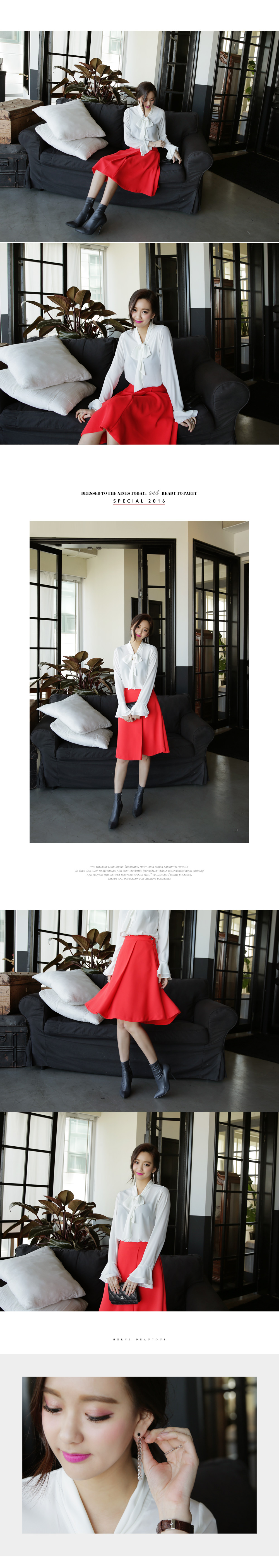 <font color=red><b>**雑誌soup.8月号掲載**</b></font>ワンボタンタックハイウエストフレアスカート・全3色 | DHOLIC | 詳細画像2