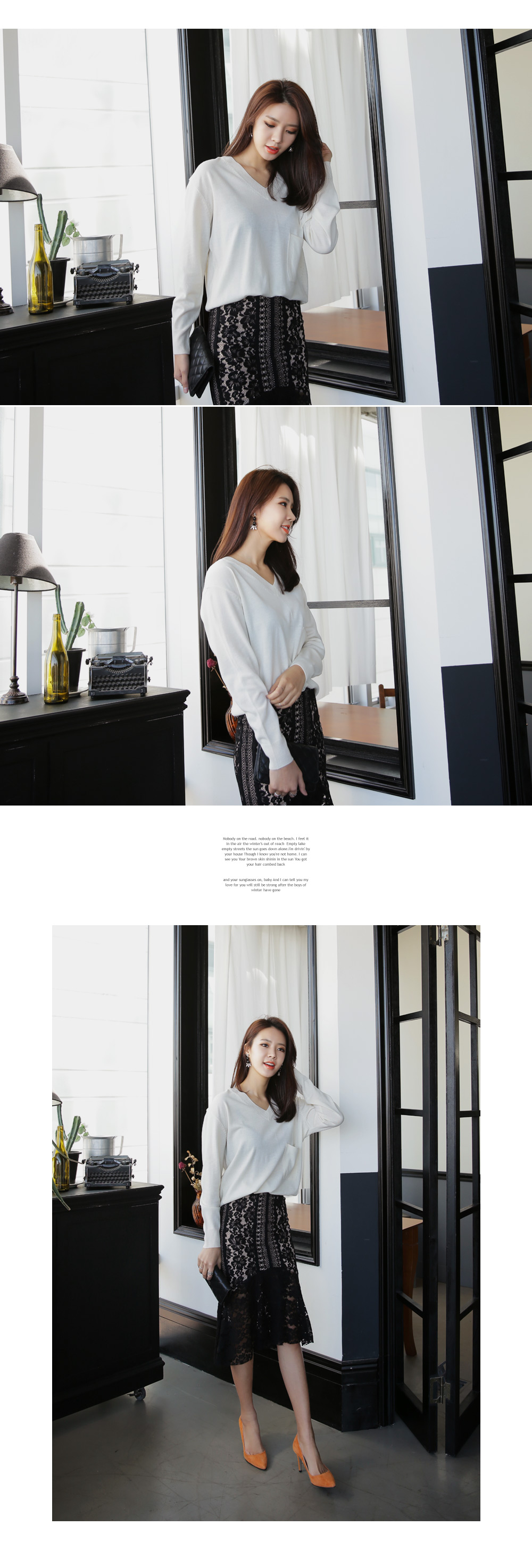 フラワーレースパターンミモレ丈マーメイドスカート・全2色 | DHOLIC | 詳細画像5