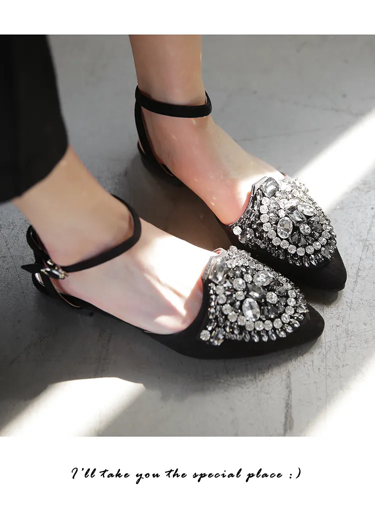 ジュエリーディテールクロスストラップフラットシューズ・全1色 | DHOLIC | 詳細画像1