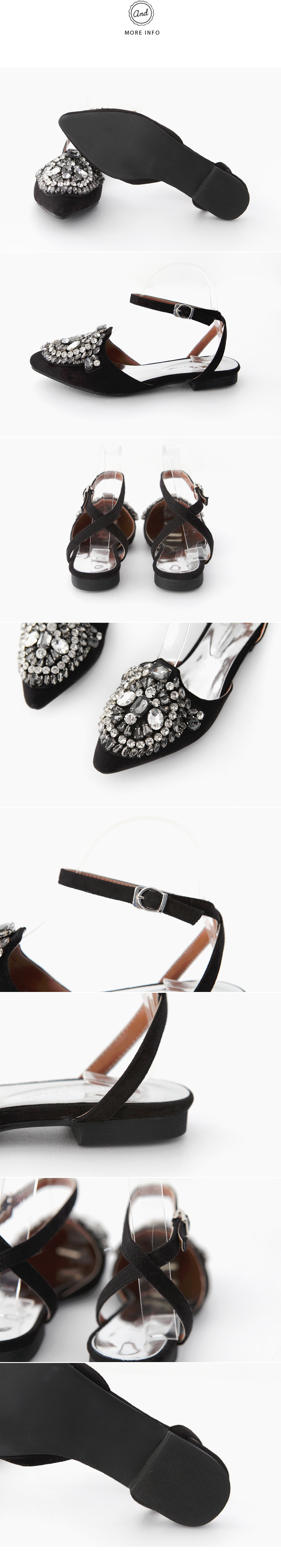 ジュエリーディテールクロスストラップフラットシューズ・全1色 | DHOLIC | 詳細画像6