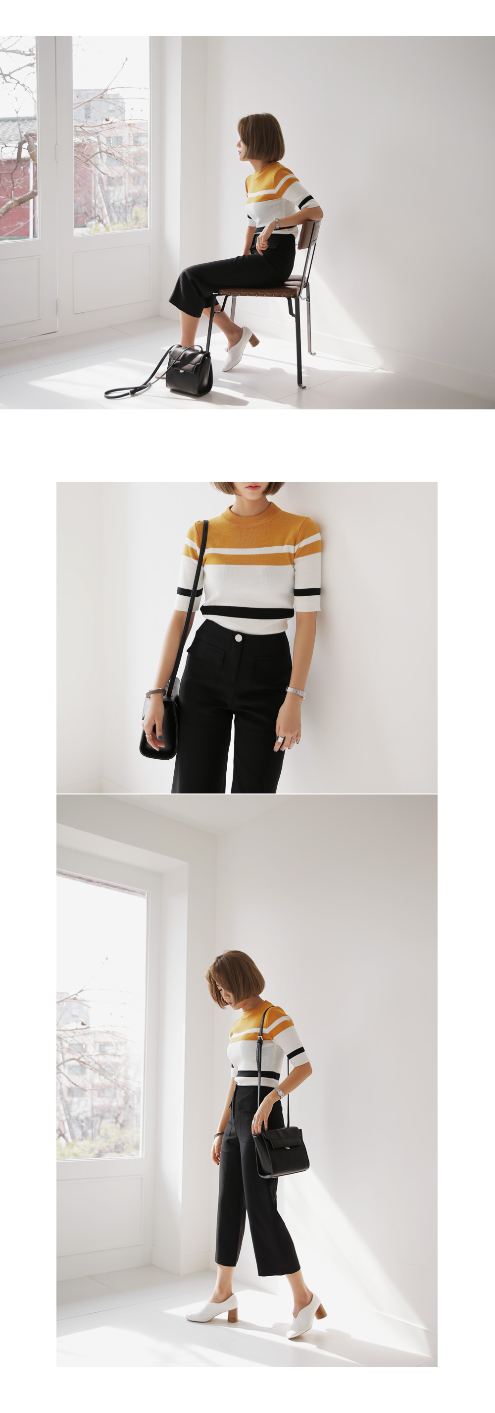 ライン配色ショートスリーブニットプルオーバー・全5色 | DHOLIC | 詳細画像5