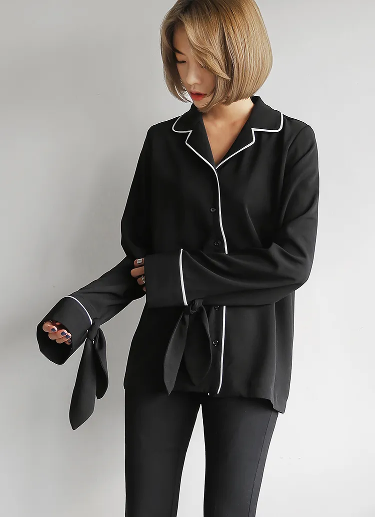 タイリボンカフスパジャマブラウス・全2色 | DHOLIC | 詳細画像1