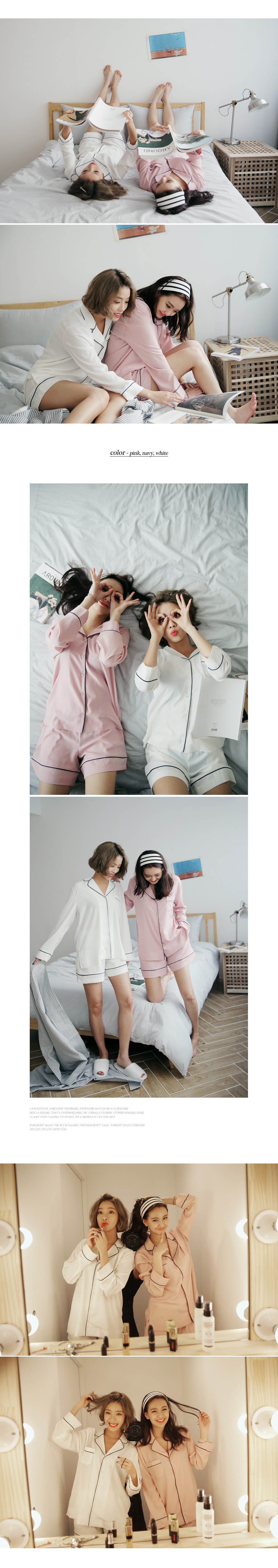 <font color=red><b>**雑誌Soup.5月号掲載**</b></font>ライン配色パジャマブラウス&ショートパンツSET・全3色 | DHOLIC | 詳細画像3