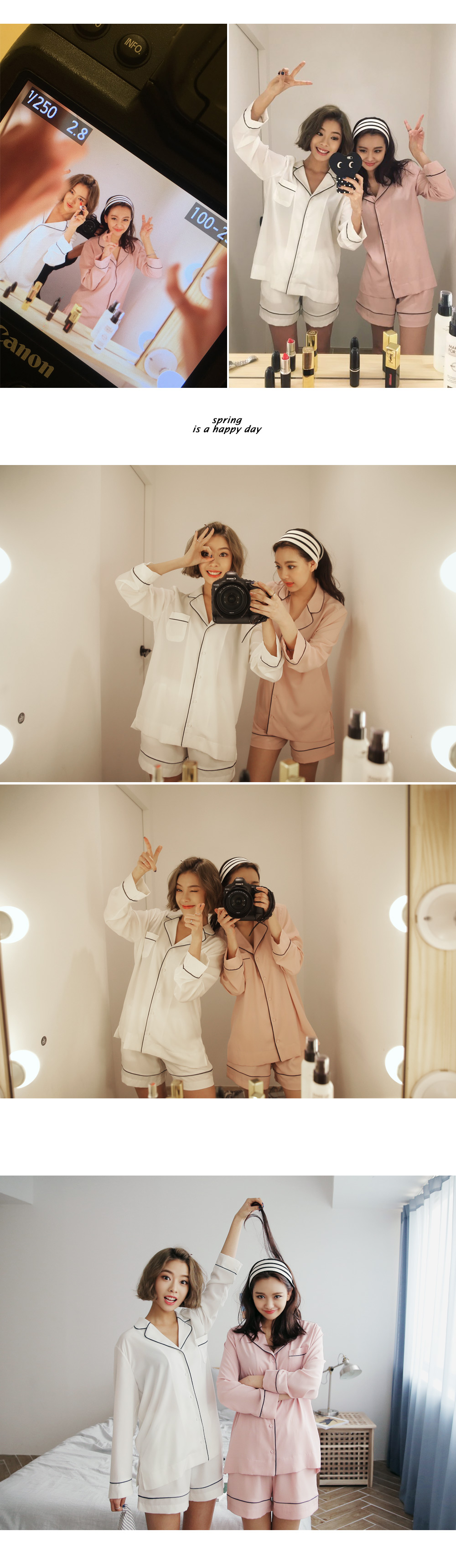 <font color=red><b>**雑誌Soup.5月号掲載**</b></font>ライン配色パジャマブラウス&ショートパンツSET・全3色 | DHOLIC | 詳細画像5