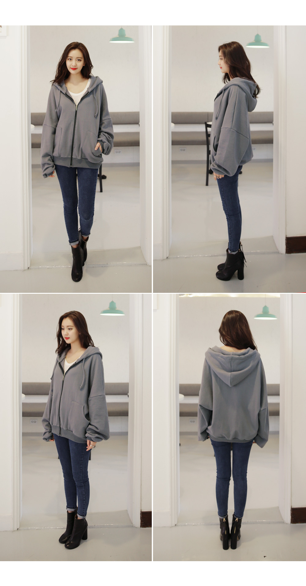 ルーズフィットフードジップアップパーカー・全3色 | DHOLIC | 詳細画像11