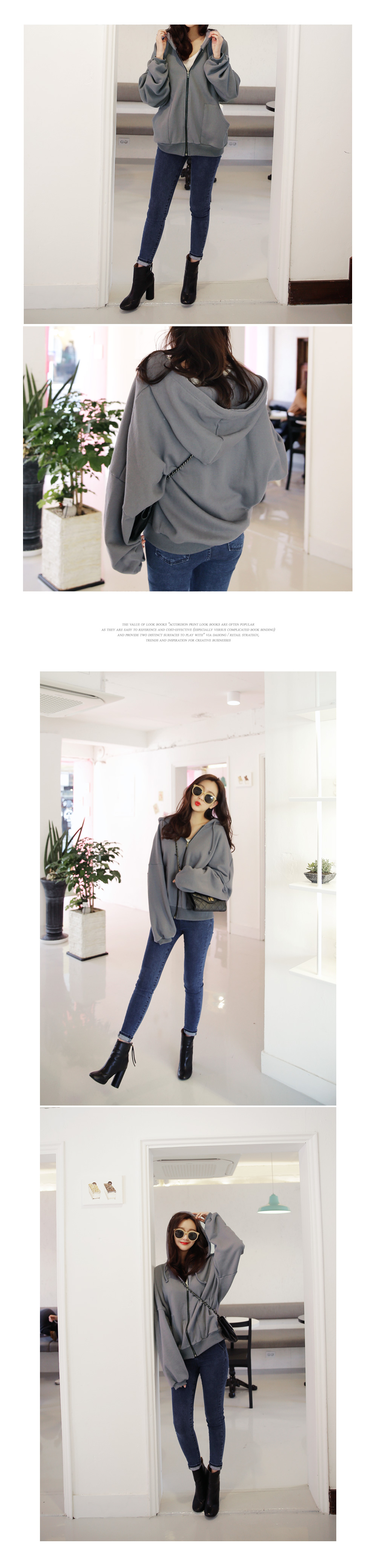 ルーズフィットフードジップアップパーカー・全3色 | DHOLIC | 詳細画像4