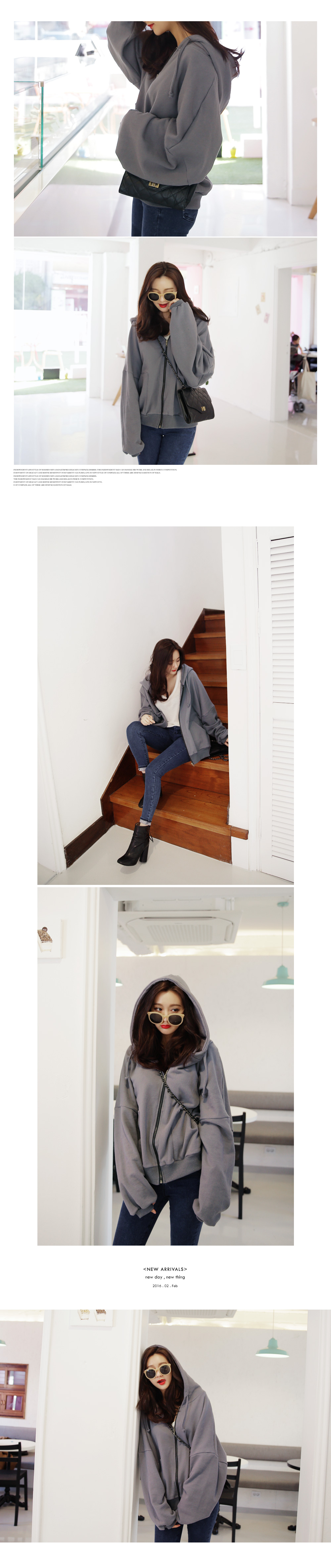 ルーズフィットフードジップアップパーカー・全3色 | DHOLIC | 詳細画像6