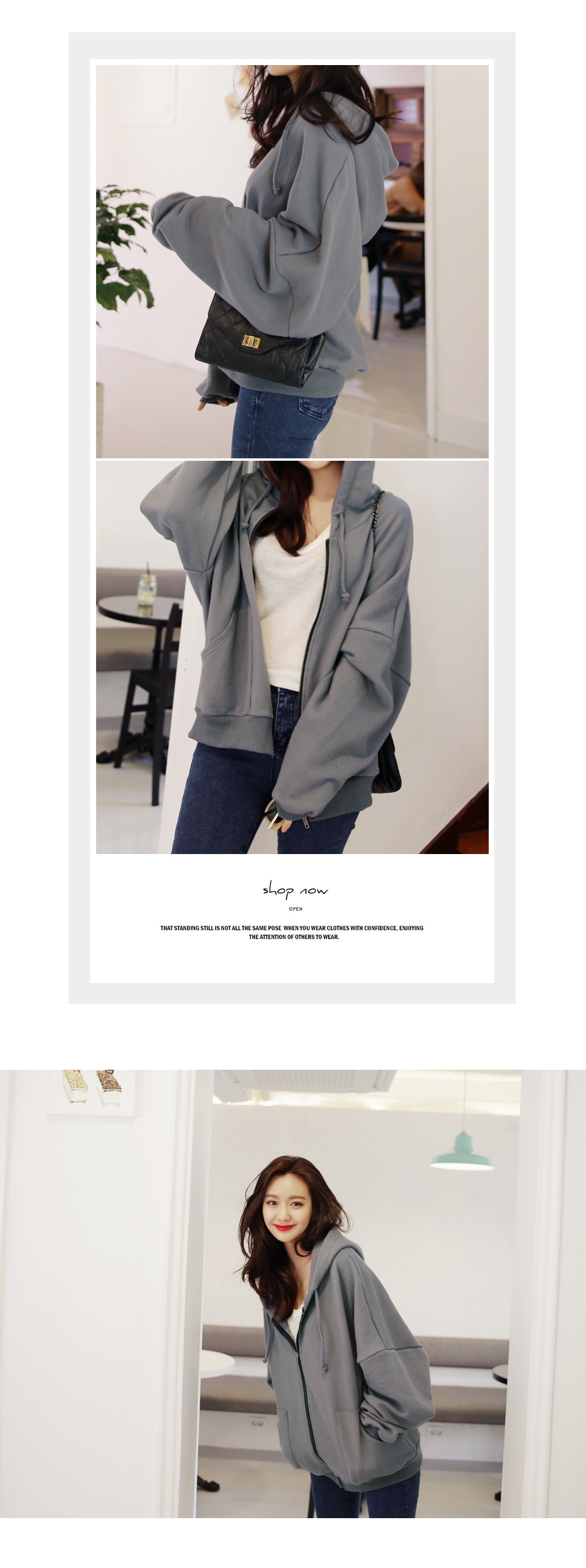 ルーズフィットフードジップアップパーカー・全3色 | DHOLIC | 詳細画像10