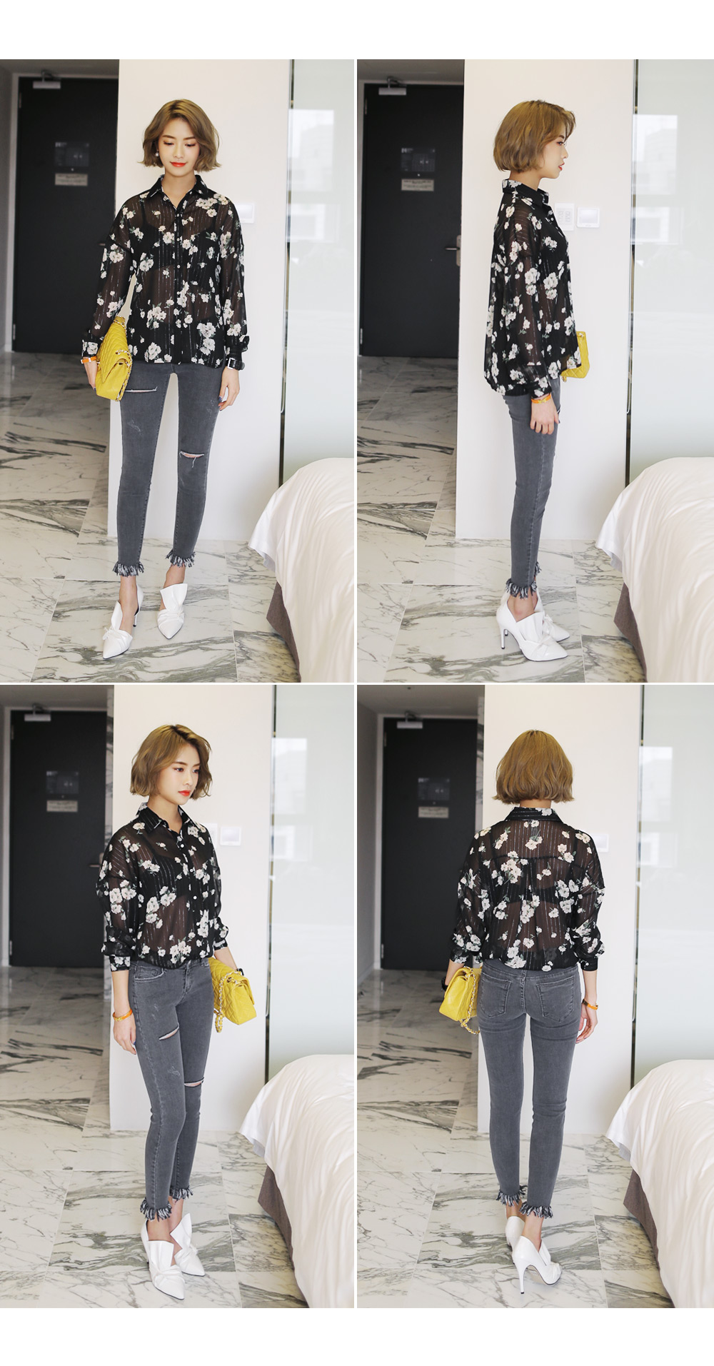 フリンジヘムダメージディテールデニムスキニーパンツ・全2色 | DHOLIC | 詳細画像14