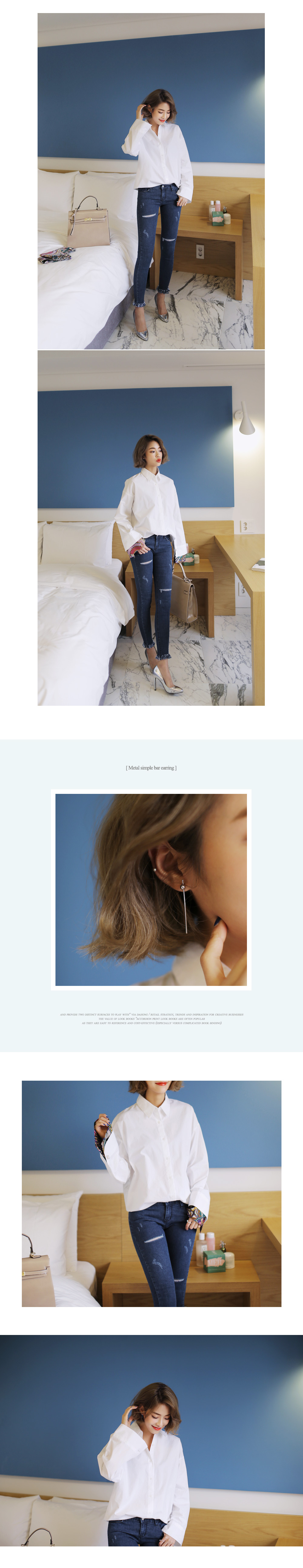 フリンジヘムダメージディテールデニムスキニーパンツ・全2色 | DHOLIC | 詳細画像4