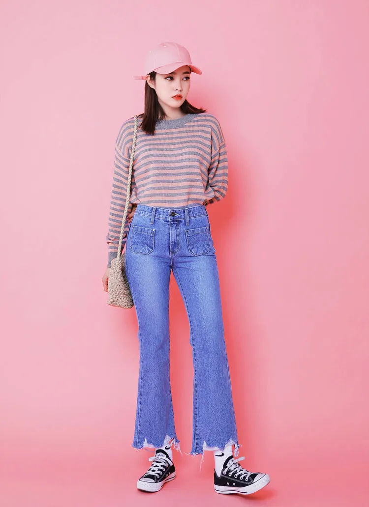 ハイウエストフレイドヘムブーツカットジーンズ・全1色 | DHOLIC | 詳細画像1