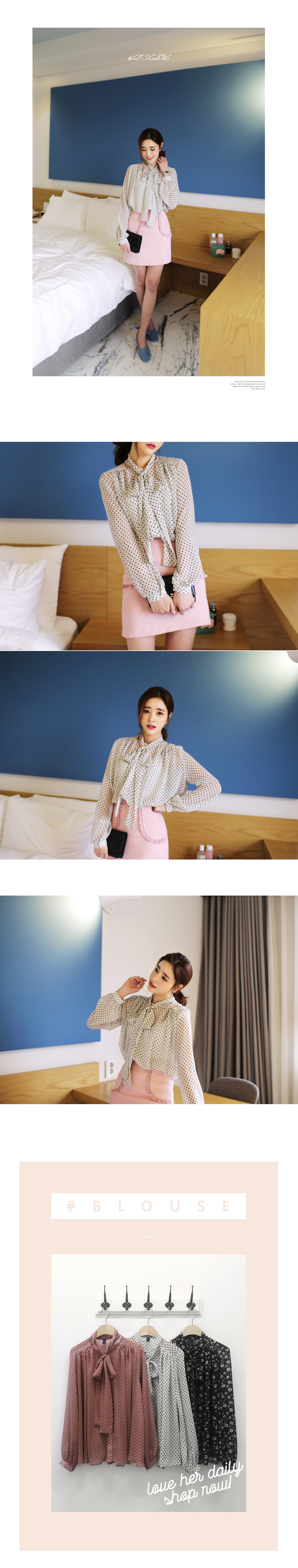 3TYPEタイネックシフォンブラウス・全3色 | DHOLIC | 詳細画像2