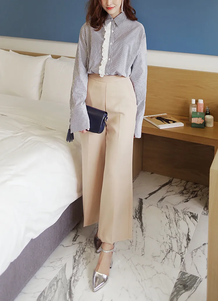 <font color=red><b>**雑誌mer7月号掲載**</b></font>センタープレスセミワイドパンツ・全3色 | DHOLIC | 詳細画像1