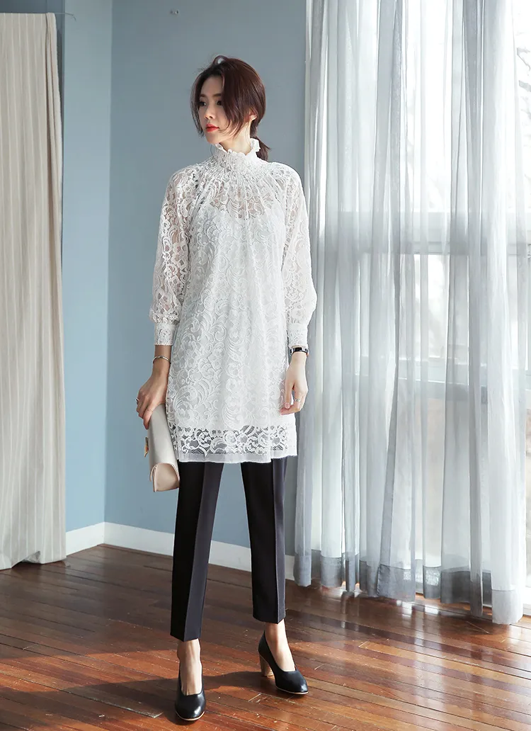 ぺチキャミソールSETフリルハイネックレースワンピース・全1色 | DHOLIC | 詳細画像1