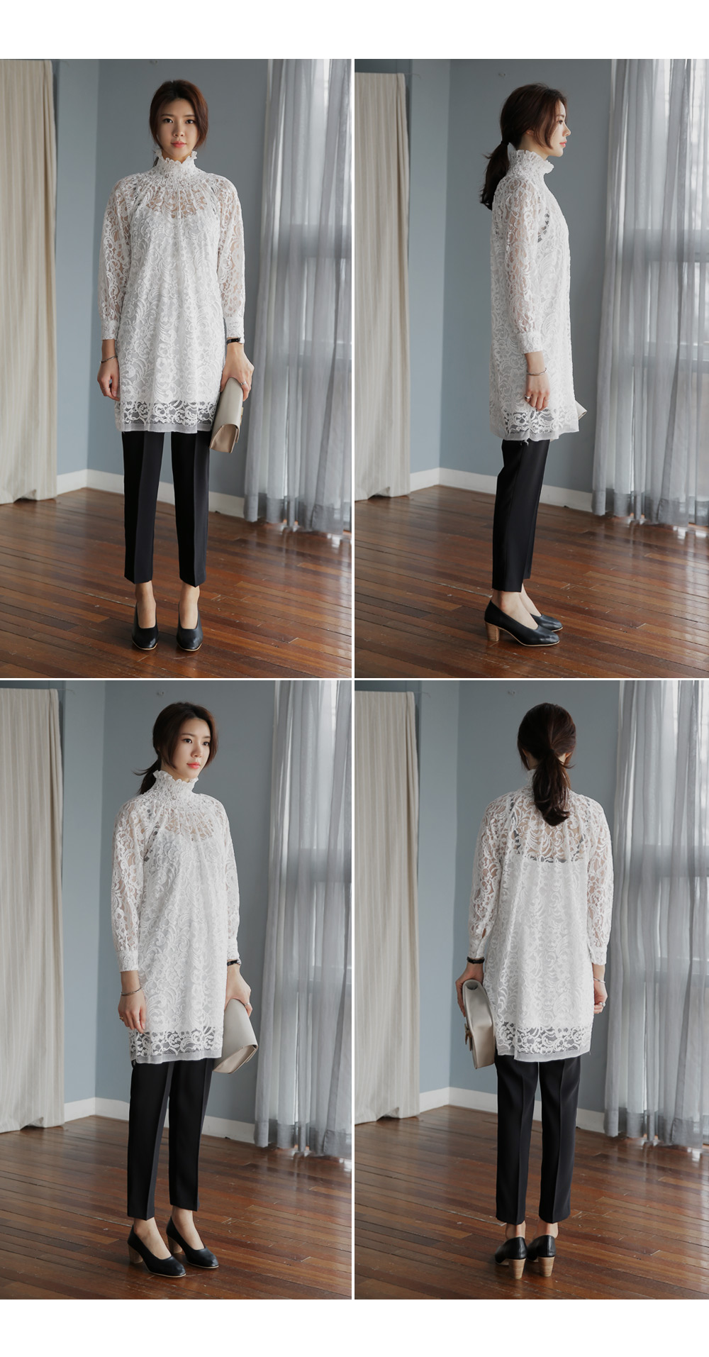 ぺチキャミソールSETフリルハイネックレースワンピース・全1色 | DHOLIC | 詳細画像5