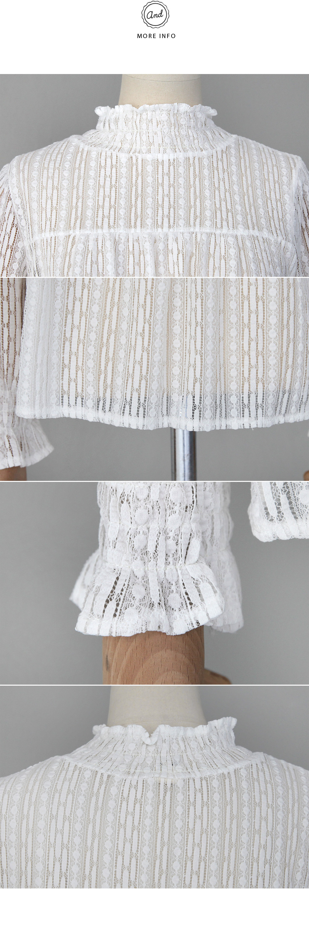 フリルハイネックシースルーレースブラウス・全1色 | DHOLIC | 詳細画像12