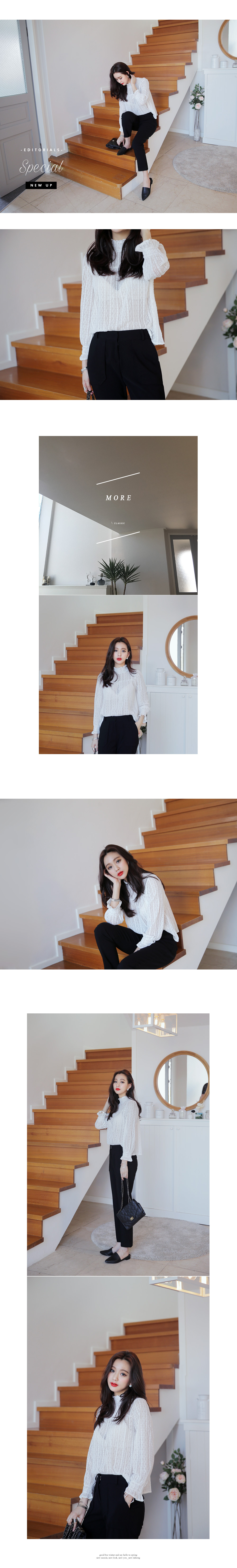 フリルハイネックシースルーレースブラウス・全1色 | DHOLIC | 詳細画像2