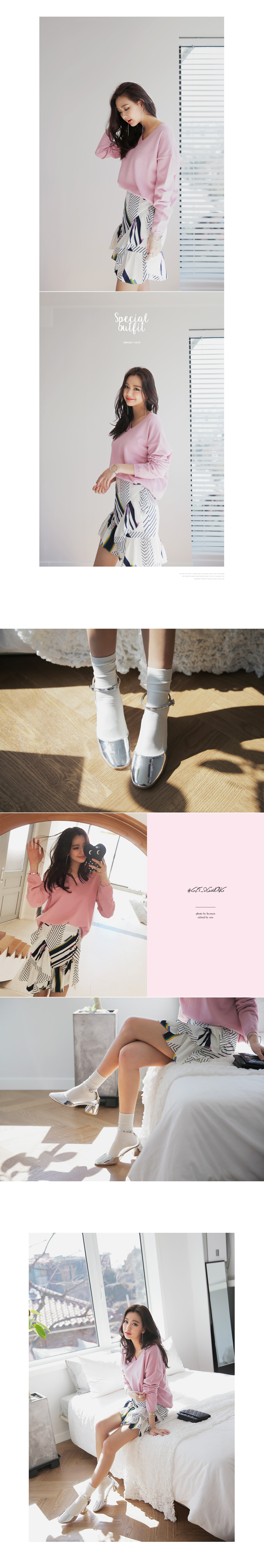 Vネックサイドスリットニットプルオーバー・全4色 | DHOLIC | 詳細画像3