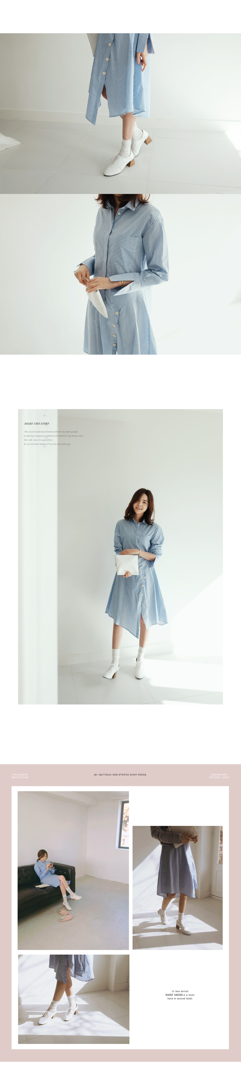 ボタンアンバランスヘムストライプシャツワンピース・全2色 | DHOLIC PLUS | 詳細画像3