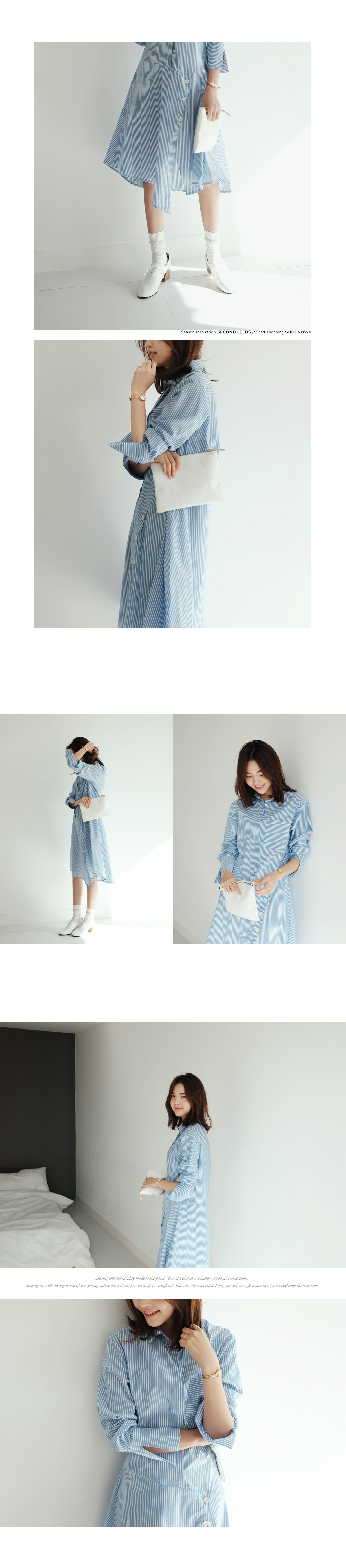 ボタンアンバランスヘムストライプシャツワンピース・全2色 | DHOLIC PLUS | 詳細画像4