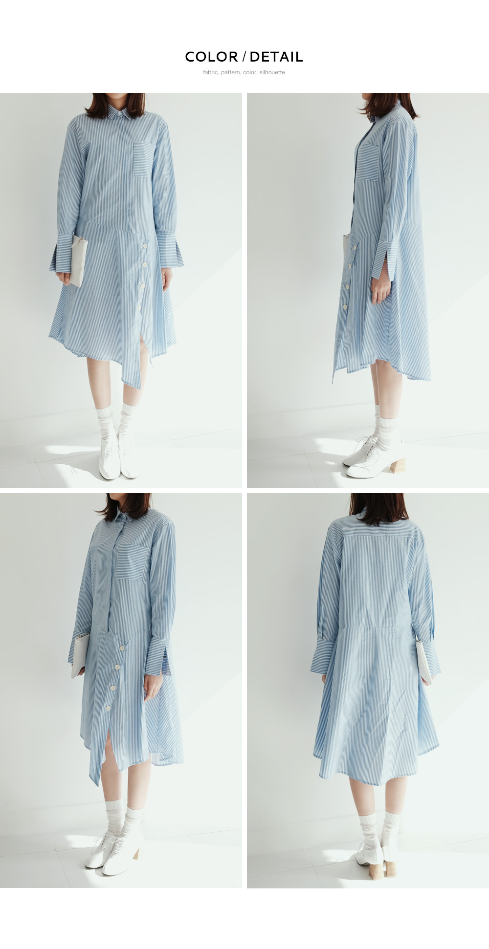 ボタンアンバランスヘムストライプシャツワンピース・全2色 | DHOLIC PLUS | 詳細画像7