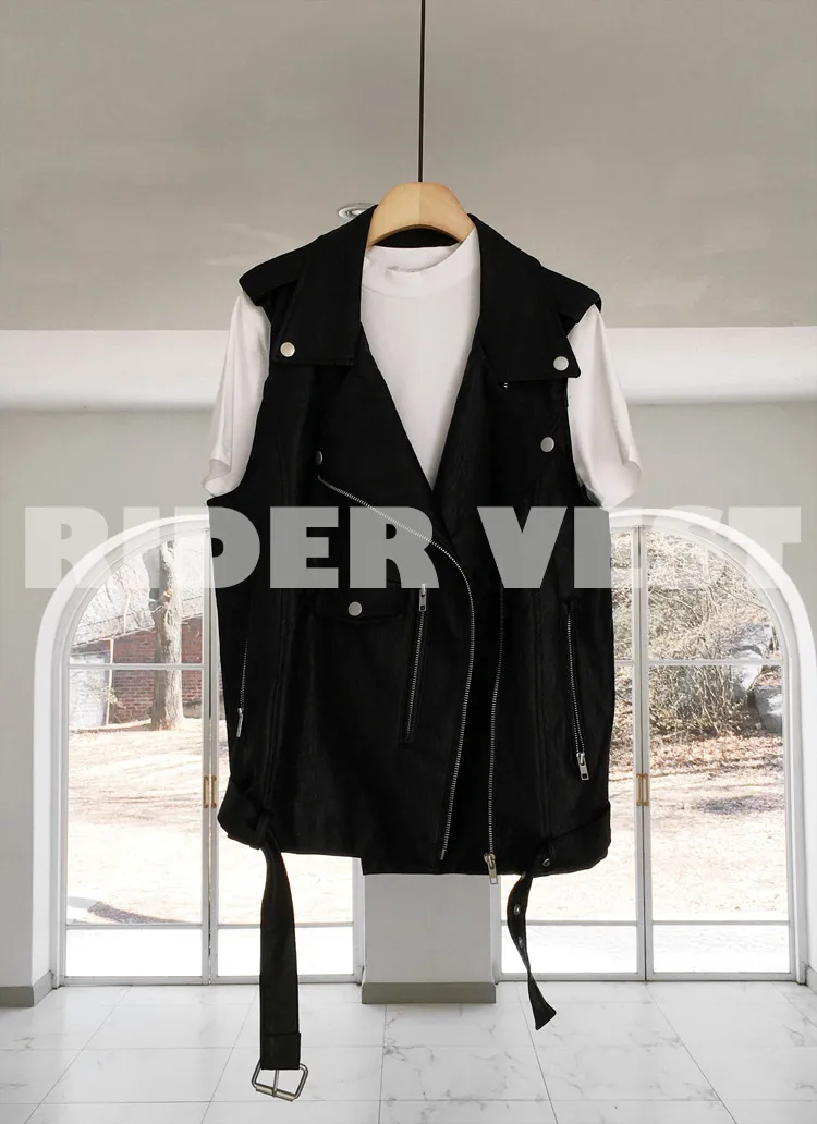 フェイクレザーライダースベスト・全2色 | DHOLIC | 詳細画像1