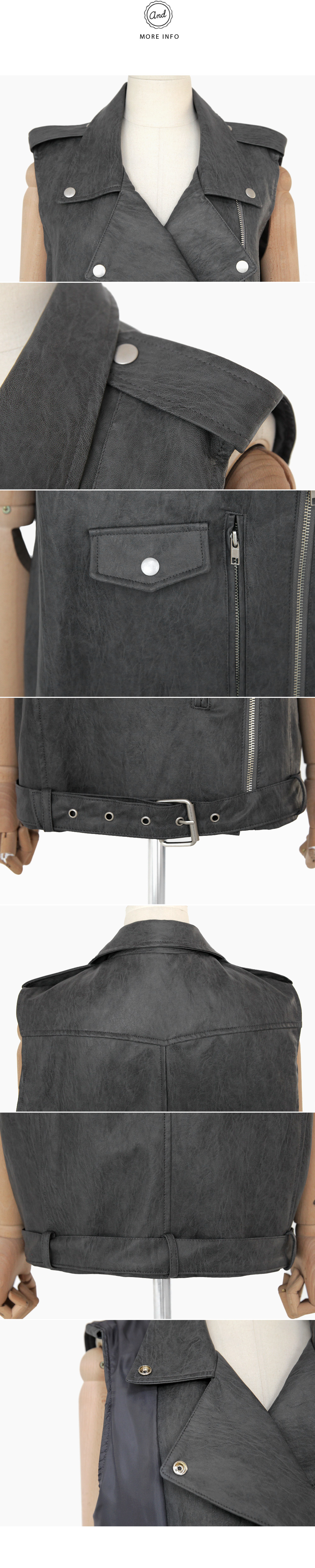 フェイクレザーライダースベスト・全2色 | DHOLIC | 詳細画像10