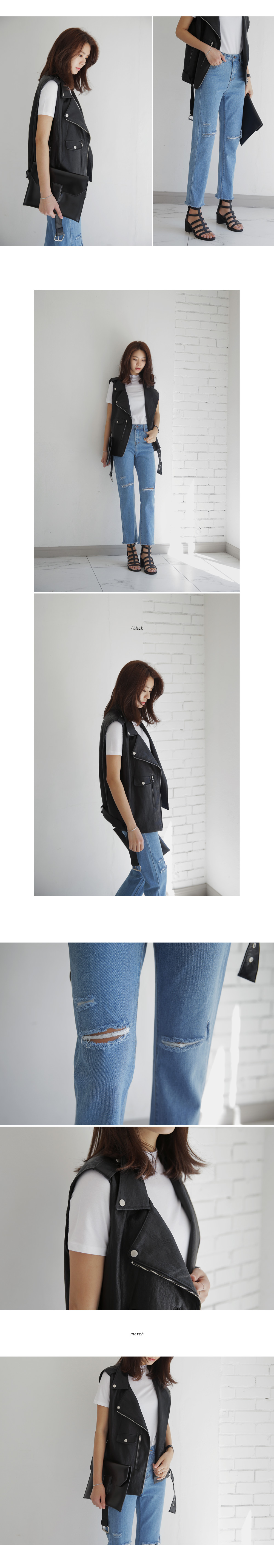 フェイクレザーライダースベスト・全2色 | DHOLIC | 詳細画像4