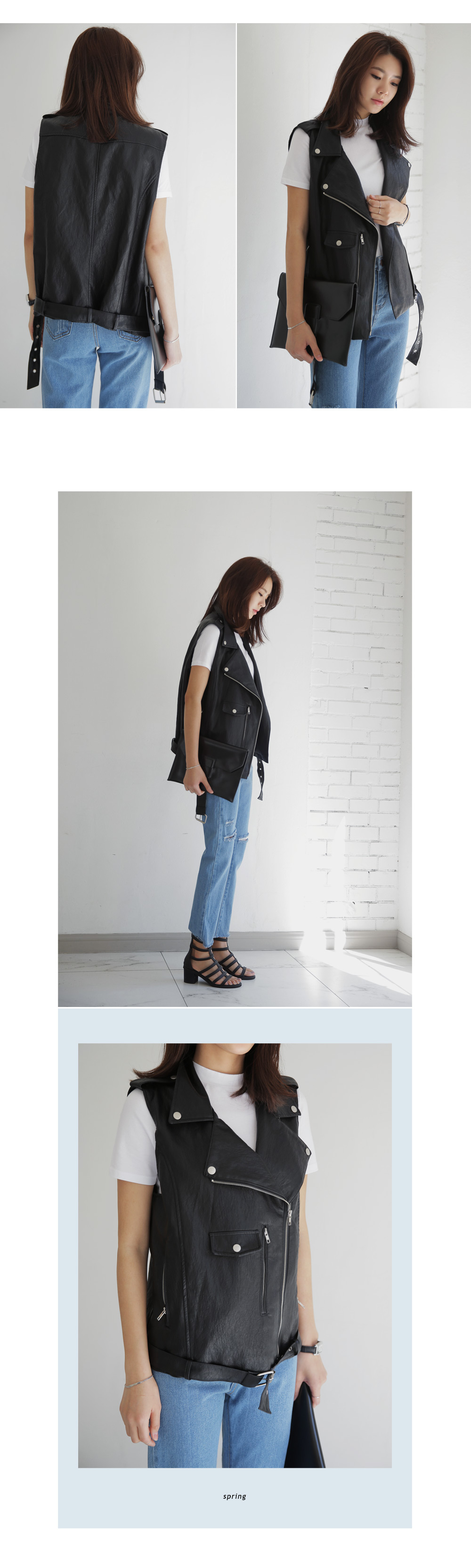 フェイクレザーライダースベスト・全2色 | DHOLIC | 詳細画像6