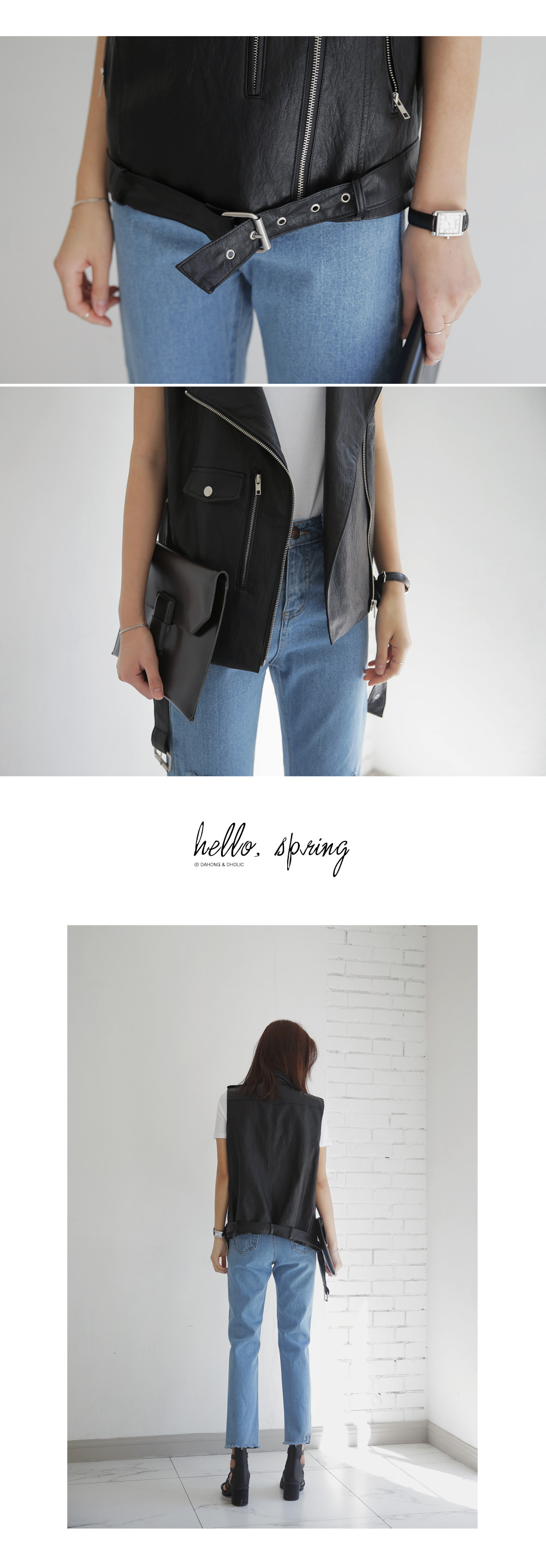 フェイクレザーライダースベスト・全2色 | DHOLIC | 詳細画像7