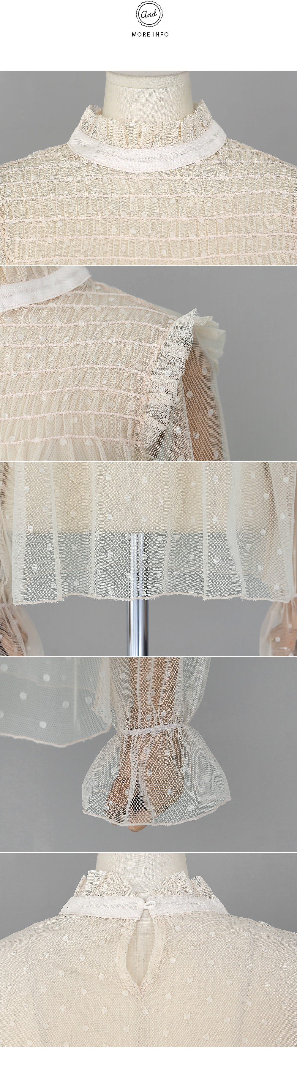 ドットパターンベルカフスシースルーブラウス・全3色 | DHOLIC | 詳細画像9