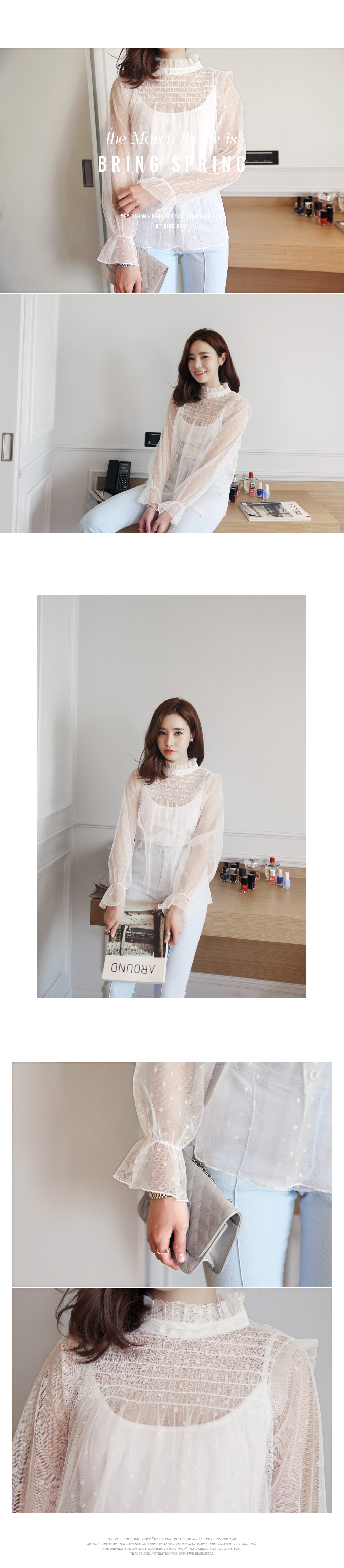 ドットパターンベルカフスシースルーブラウス・全3色 | DHOLIC | 詳細画像2