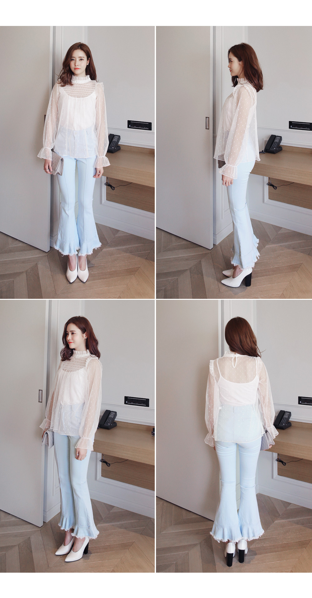 ドットパターンベルカフスシースルーブラウス・全3色 | DHOLIC | 詳細画像8