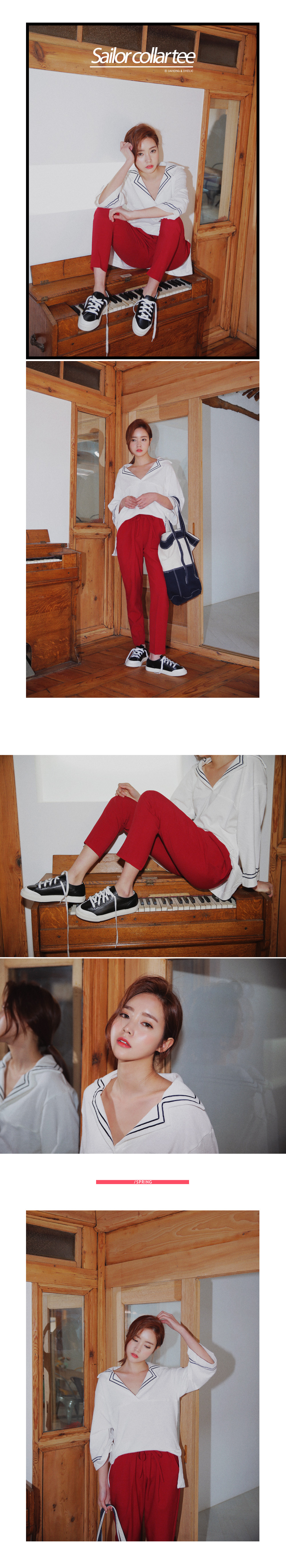 サイドスリットセーラーカラーTシャツ・全3色 | DHOLIC | 詳細画像2