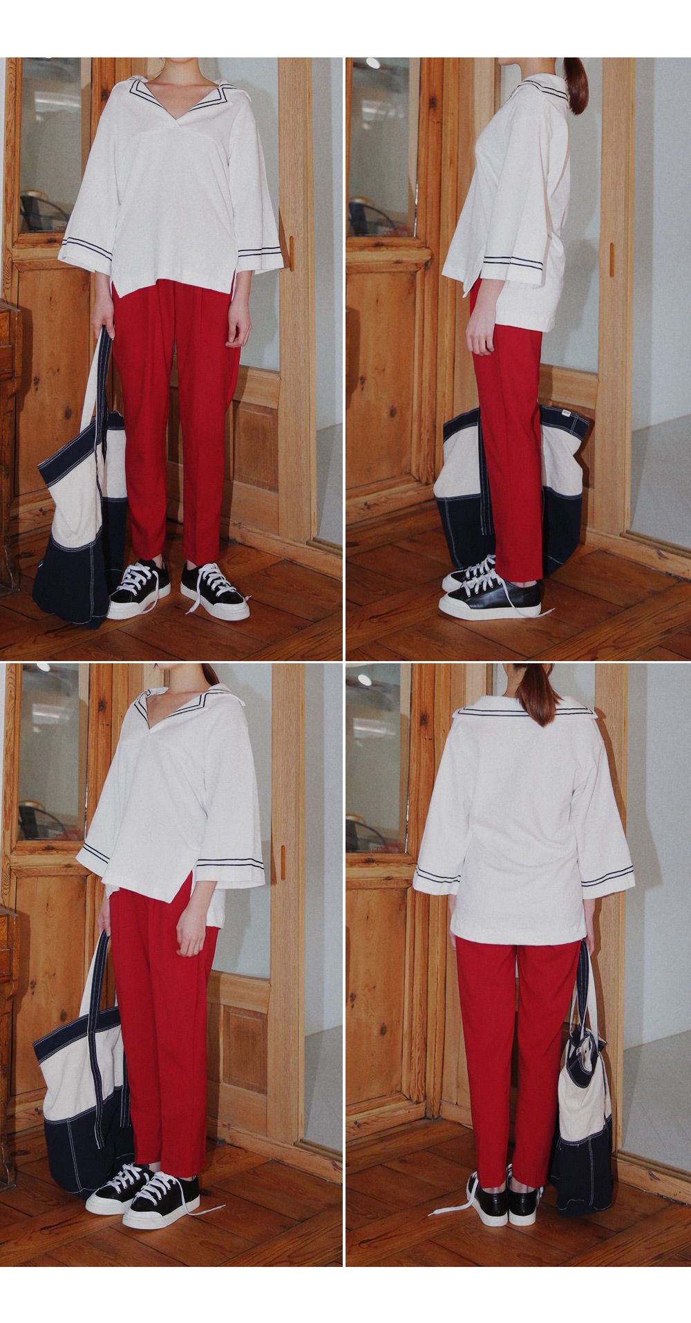 サイドスリットセーラーカラーTシャツ・全3色 | DHOLIC | 詳細画像6