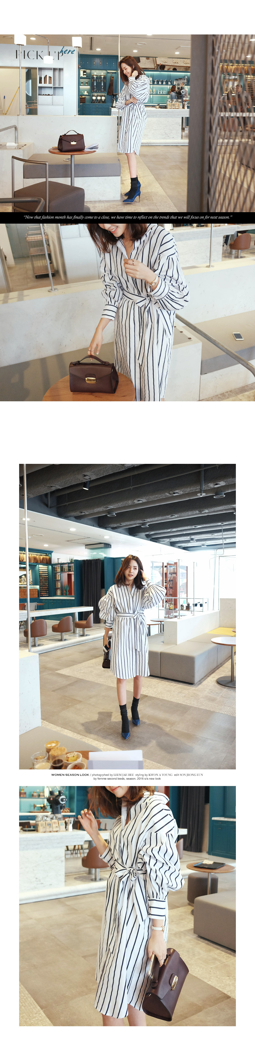 ベルトストラップ付きストライプシャツワンピース・全2色 | DHOLIC PLUS | 詳細画像3