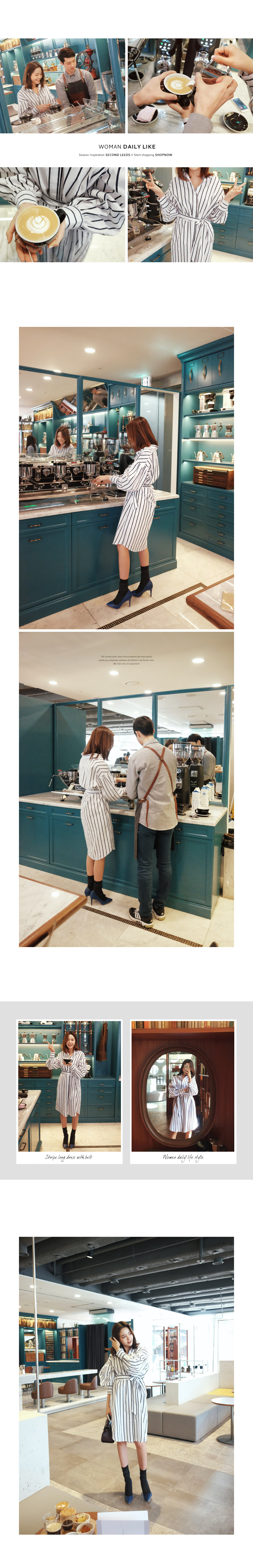 ベルトストラップ付きストライプシャツワンピース・全2色 | DHOLIC PLUS | 詳細画像5