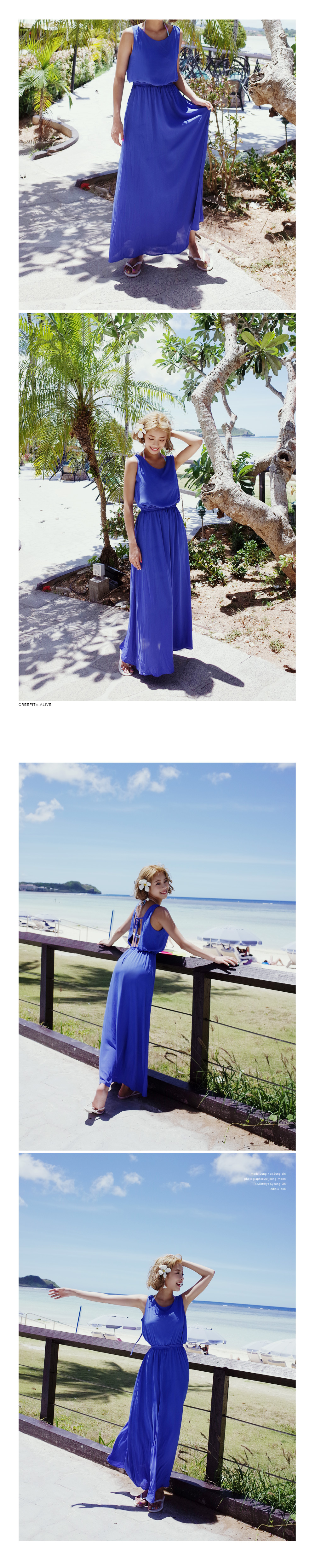 バックレスシフォンマキシ丈ワンピース・全3色 | DHOLIC | 詳細画像4