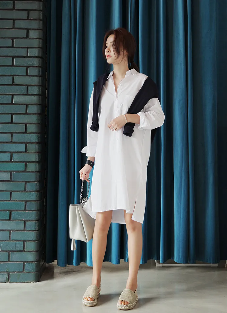 アンバランスヘムスリットオーバーサイズシャツ・全5色 | DHOLIC | 詳細画像1